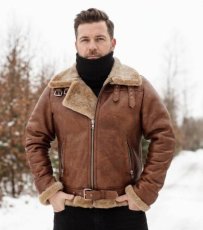 Pánska kožušinová bunda Liam - hnedá/béžový baránok