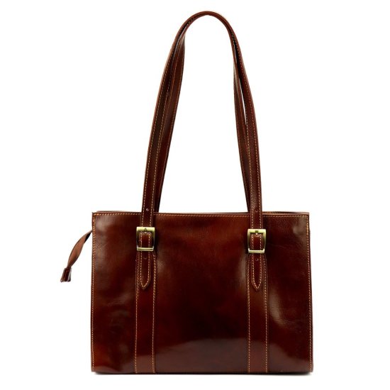 Dámská kožená kabelka Glorie zip hnědá - zadní strana