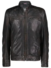 Pánská kožená bunda DNR 52554 tmavě hnědá