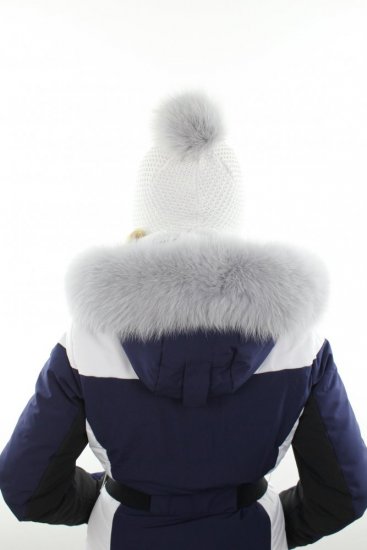 Dámská zimní bunda Luhta BENITA L6 PURPLE / WHITE s kožešinovým lemem - liška safír 7