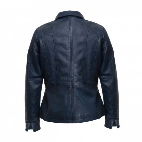 Dámska kožená bunda Emma Long modrá - veľkosť: XXXXL