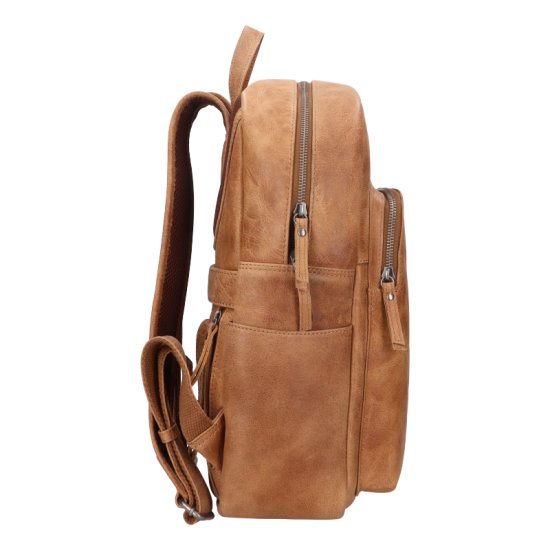 Kožený batoh UNISEX LG-25026 camel - boční pohled