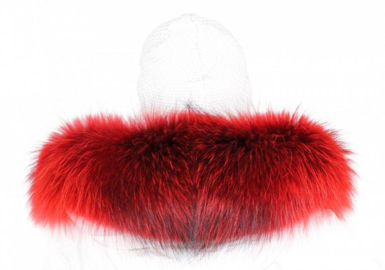 Kožušinový lem na kapucňu - golier medvedíkovec červený M 14 ( 100 cm)