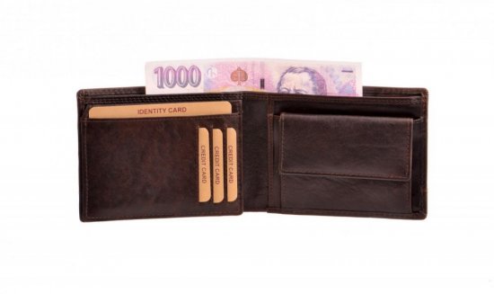 Pánska kožená peňaženka LM-264665 / T RFID tm. hnedá 2