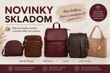 Nový tovar na sklade: Štýlové kabelky, batohy a pánske tašky