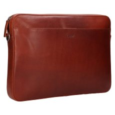 Pánska kožená taška na notebook 212761 hnedá - predná strana z boku