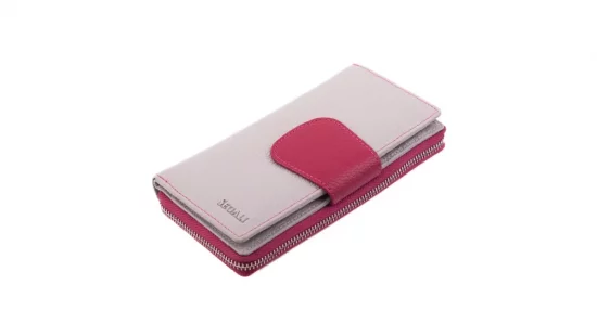 Dámská kožená peněženka SG-27617 šedá/růžová 1