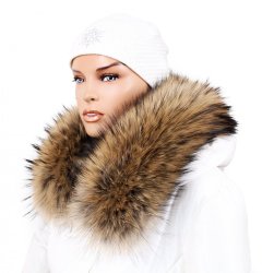 Kožešinový lem na kapuci - límec mývalovec bežový M 01/50 (75 cm)