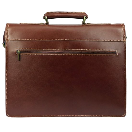 Kožená aktovka Pepe hnědá II - zadní zipová kapsa