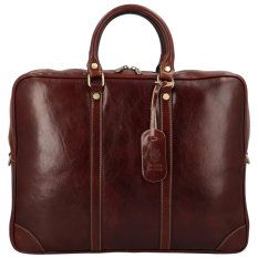 Kožená taška na notebook Fabian tm. hnědá