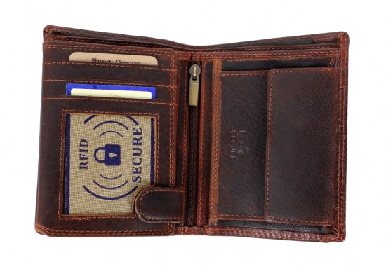 Pánská kožená peněženka D-2306 RFID hnědá 2