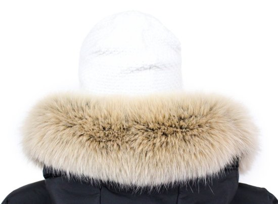 Kožešinový lem na kapuci - límec liška snowtop černo - béžová L 18/33 (60 cm) 3