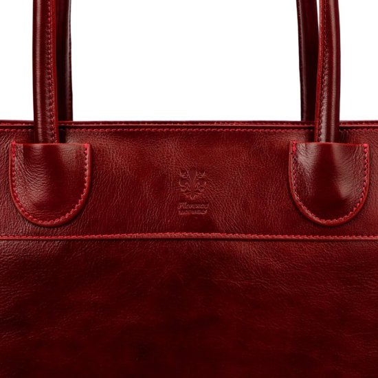 Dámská kožená kabelka Viktorie tm. červená - logo výrobce Dámská kožená kabelka Viktorie tm. červená - logo výrobce