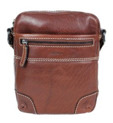 Pánska kožená taška cez rameno 225577 hnedá - predná strana Pánska kožená taška cez rameno 225577 hnedá - predná strana