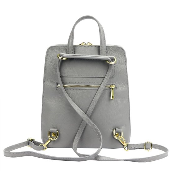 Kožený batoh MiaMore Timea šedý - zadní strana