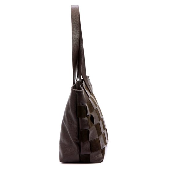 Dámska kožená kabelka FIONA tm. hnedá - bočný pohľad