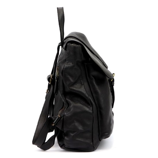 Kožený batoh UNISEX Elien čierny - bočný pohľad