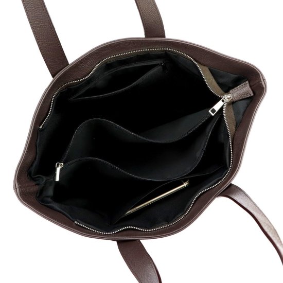 Dámska kožená kabelka FIONA tm. hnedá - vnútorné vybavenie