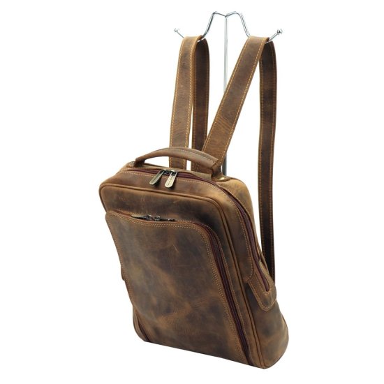 Kožený batoh UNISEX Filip hnědý nubuk - ramenní popruhy