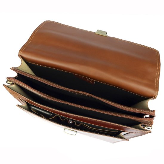 Kožená aktovka Pepe hnědá II - vnitřní vybavení