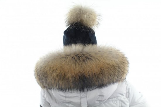 Kožešinový lem na kapuci - límec mývalovec 120 béžovo-černý  (75 cm)