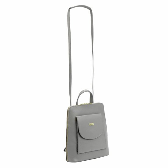 Kožený batoh MiaMore Timea šedý - ramenní popruh