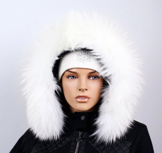 Fur trim on the hood - snow-white raccoon collar M 142/18 (70 cm) 1