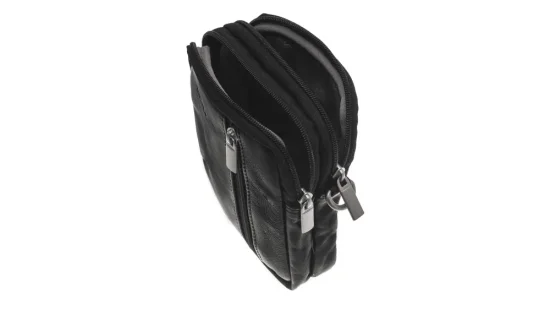 Kožená taška přes rameno/kapsa na opasek Segali SG-26032 černá