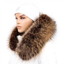 Kožešinový lem na kapuci - límec mývalovec snowtop melír hnědo - béžový M 33/5 (75 cm) Kožešinový lem na kapuci - límec mývalovec snowtop melír hnědo - béžový M 33/5 (75 cm)
