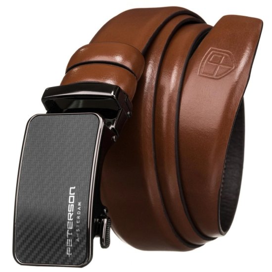 Pánský kožený opasek PETERSON PTN 2A002 hnědý