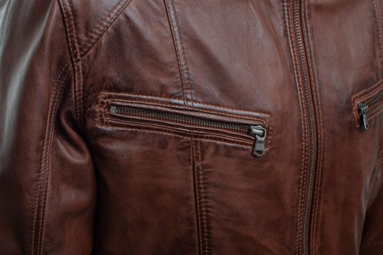 Pánská kožená bunda Rock mocca 4