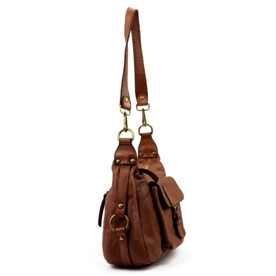 Dámska kožená kabelka Scarlet hnedá - bočný pohľad