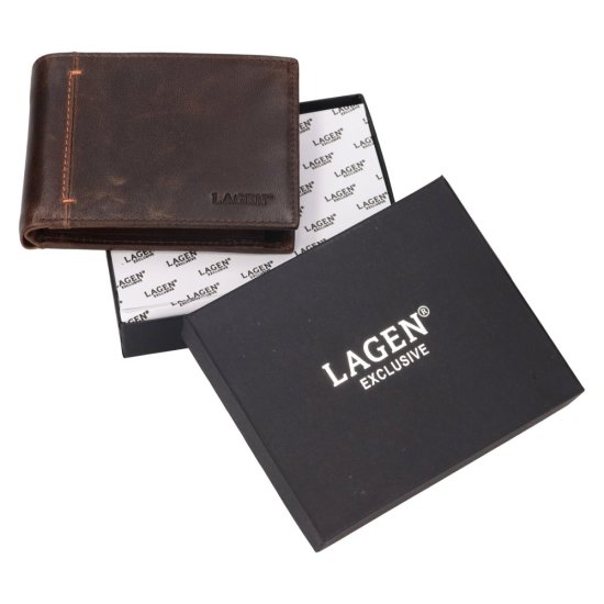 Pánská kožená peněženka 212519 coffee - dárková krabička