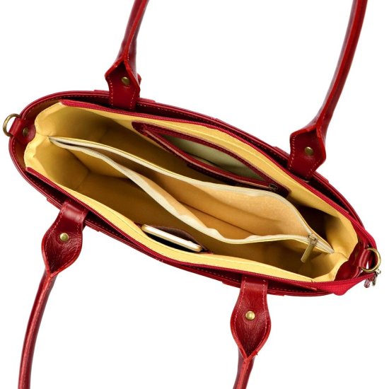 Dámská kožená kabelka Angelika bordo - vnitřní vybavení Dámská kožená kabelka Angelika bordo - vnitřní vybavení