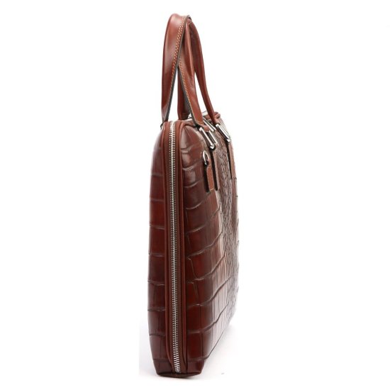Dámská kožená aktovka Marion hnědá - boční pohled