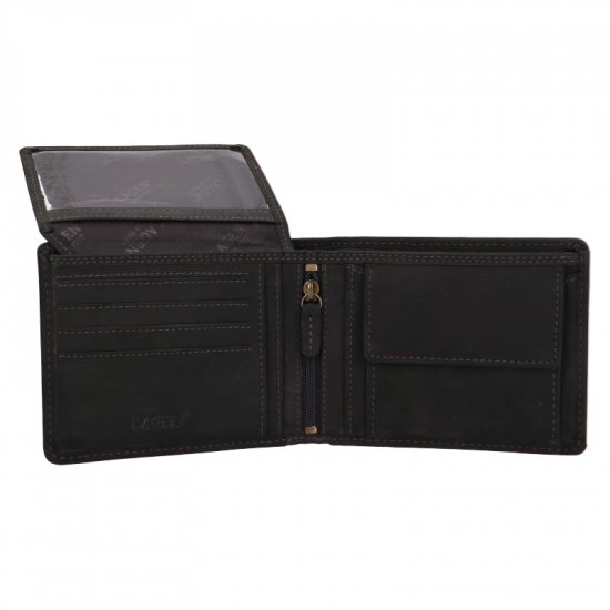 Pánska kožená peňaženka 219173 kamión - čierna - vnútorná výbava - karty