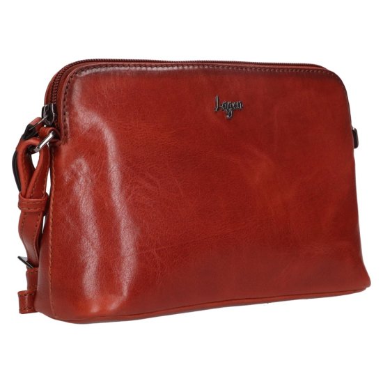 Dámská kožená kabelka LGB 2022 koňak - přední strana z boku