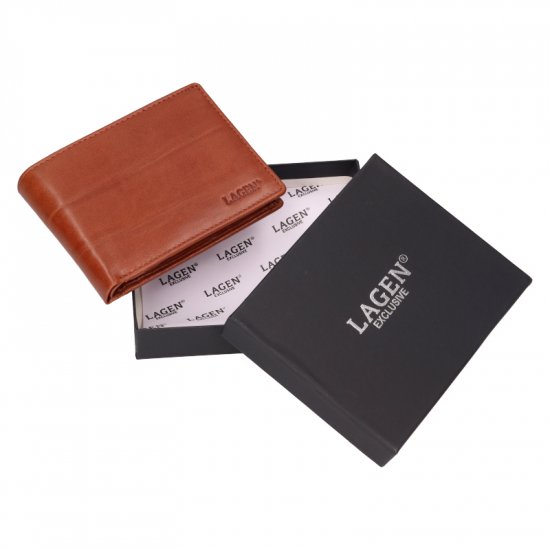 Pánská kožená peněženka LG-22111 hnědá - balení