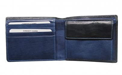 Pánská kožená peněženka 2907114026 černo modrá