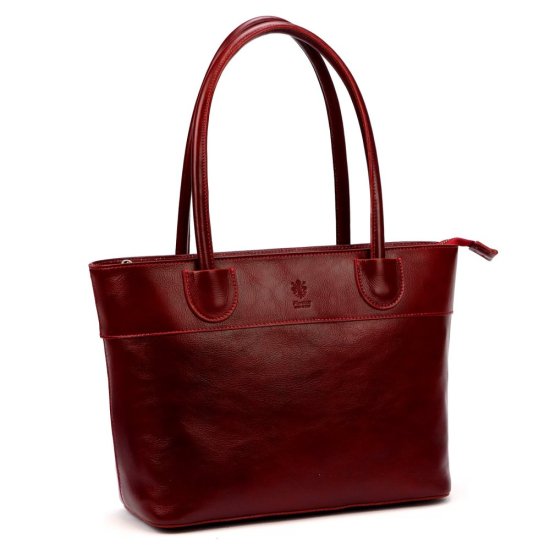 Dámská kožená kabelka Viktorie tm. červená 3 Dámská kožená kabelka Viktorie tm. červená 3