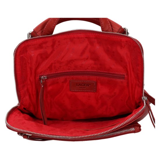 Dámsky kožený batoh - kabelka LN-21908 červený 3