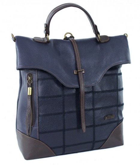 Kožená kabelka - batoh elenco 5431.220 modrá + hnedá
