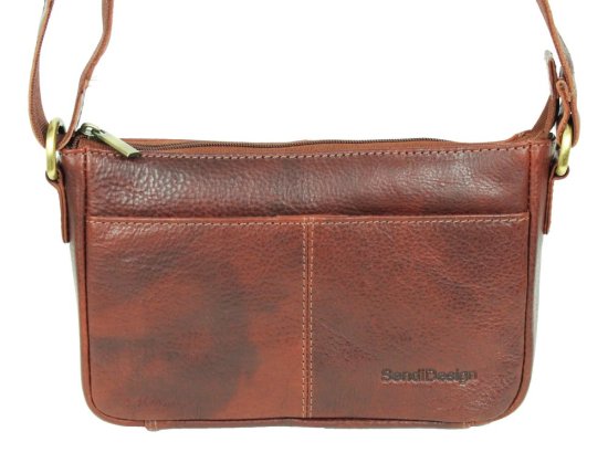 Dámska kožená taška cez rameno MIRIAM hnedá - predná strana Dámska kožená taška cez rameno MIRIAM hnedá - predná strana