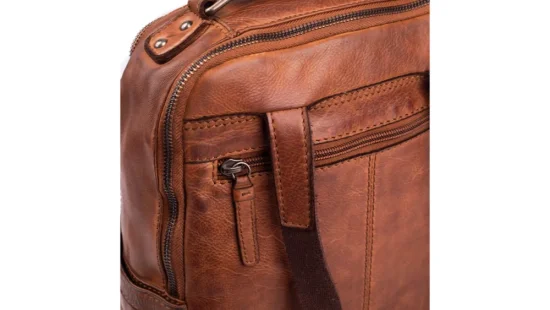 Kožený batoh UNISEX 229411 koňak - zadní zipová kapsa