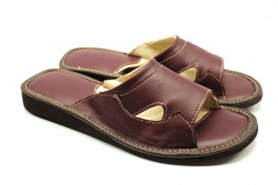 Dámske kožené papuče Betty bordo - veľkosť: 42