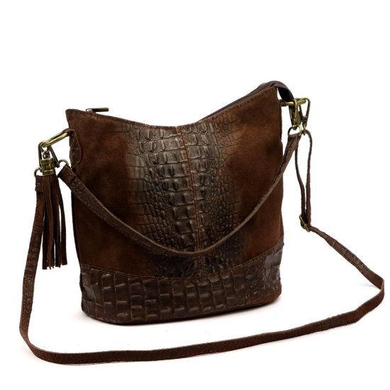 Dámska kožená kabelka Linda hnedá - odnímateľný ramenný popruh
