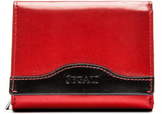 Dámská kožená peněženka 261420 červená + černá hladká
