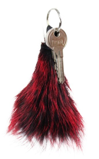 Kožešinová klíčenka K 02 - červená s klíčem Kožešinová klíčenka K 02 - červená s klíčem