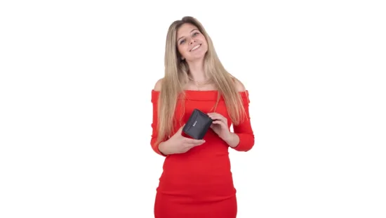 Dámska kožená peňaženka SG-27544B čierna - reálna veľkosť 2 Dámska kožená peňaženka SG-27544B čierna - reálna veľkosť 2