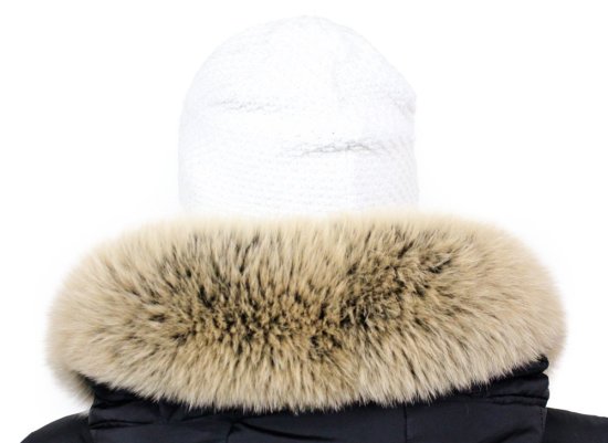 Kožešinový lem na kapuci - límec liška snowtop černo - béžová L 18/32 (65 cm) 3